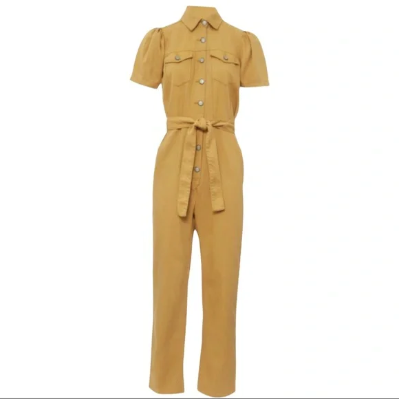 Boyish x Free People The Vincent Sm Yellow Gold Denim Utility Coveralls Jumpsuit - Picture 9 of 13